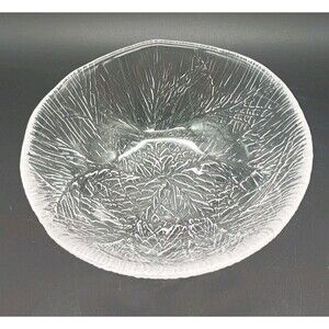 Vintage Hadeland Glassverk Norway FURU Pine Leaf Bowl 5.5" Blown Art Glass